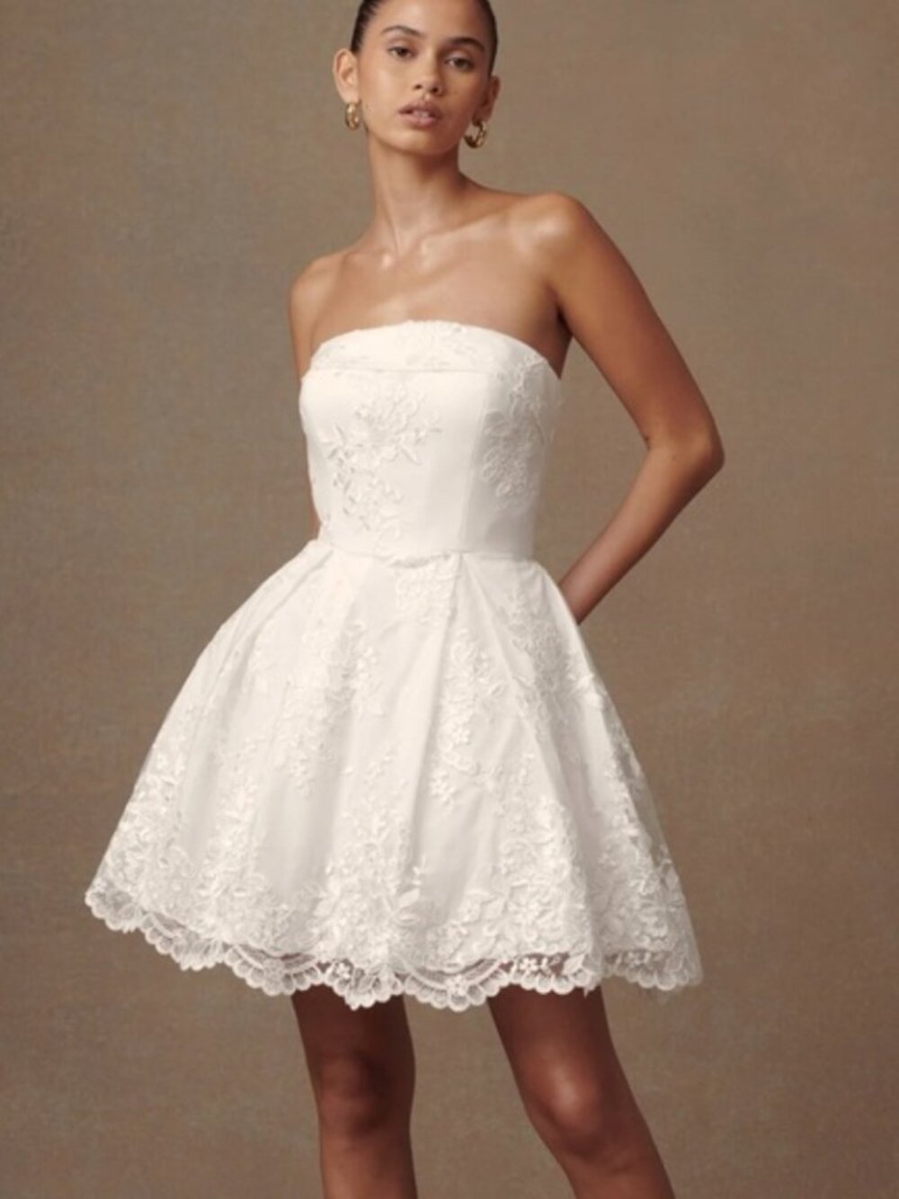 MESHKI Eileen Lace Mini Dress - White